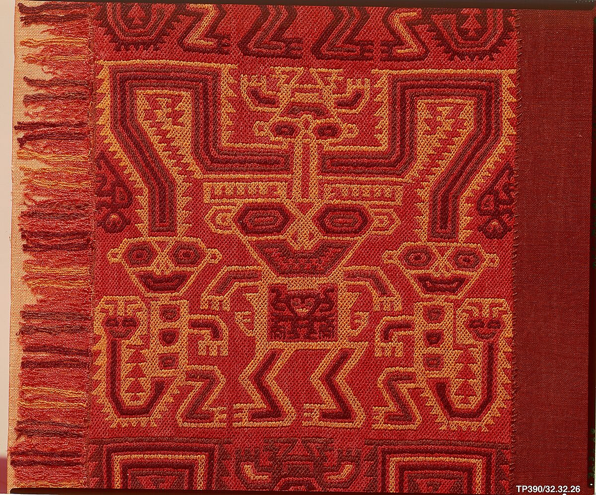 Mantle Fragment, Camelid hair, cotton, Paracas