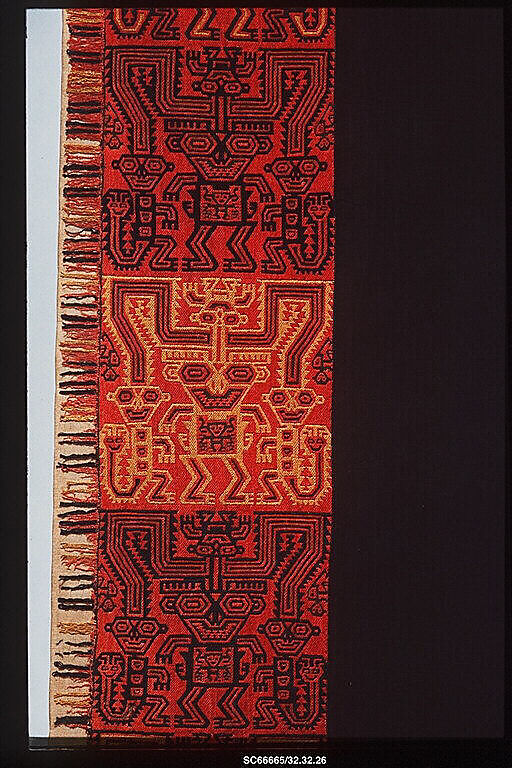 Mantle Fragment, Camelid hair, cotton, Paracas