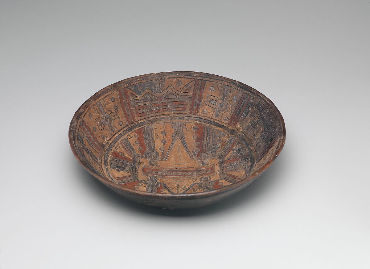 Bowl with zoomorphic motifs, Paracas artist(s), Ceramic, post-fire paint, Paracas 