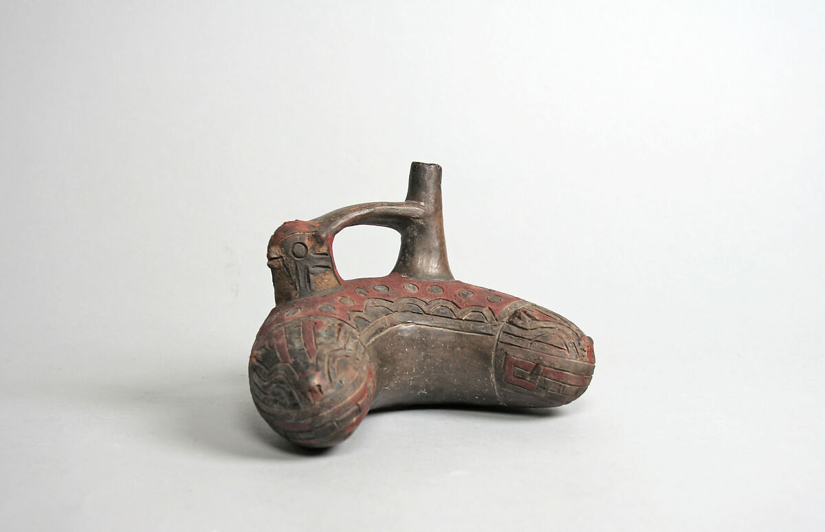 Double-End Snake Bottle, Ceramic, pigment, Paracas 