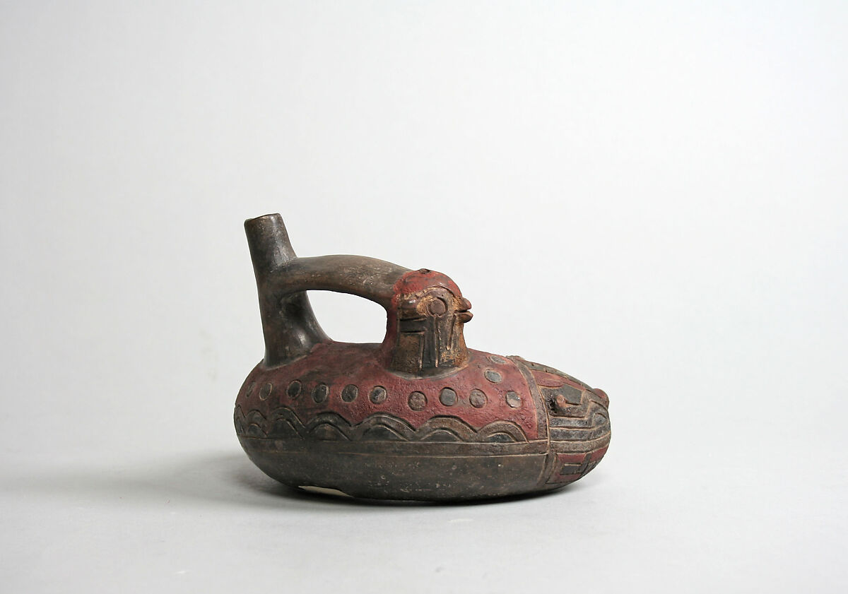 Double-End Snake Bottle, Ceramic, pigment, Paracas