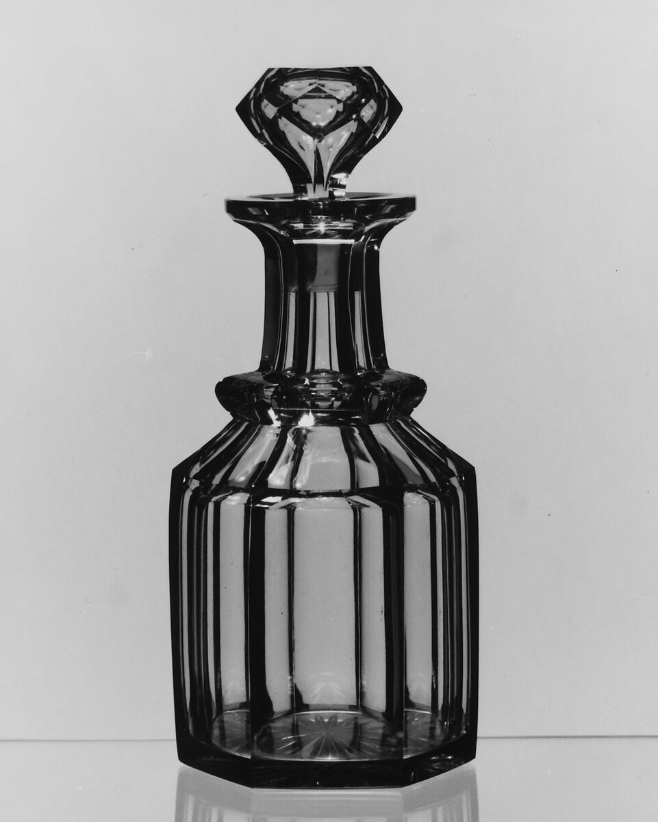 Decanter, Probably manufactured by Jersey Glass Company of George Dummer (1824–1862), Blown and cut glass, American 