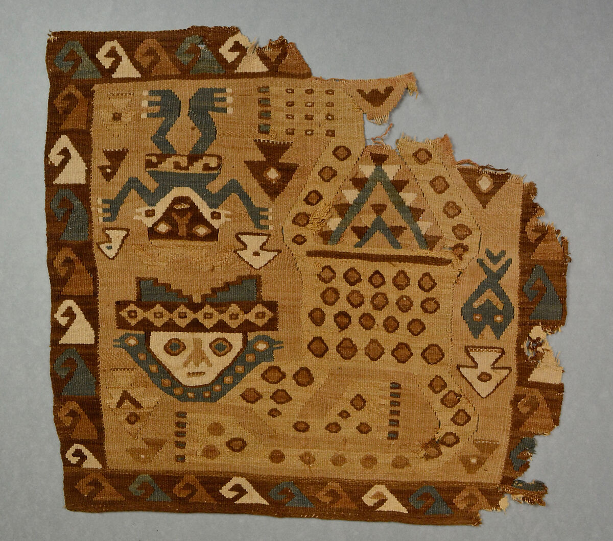 Tapestry Panel with Spotted Cat, Camelid hair, cotton, Chimú