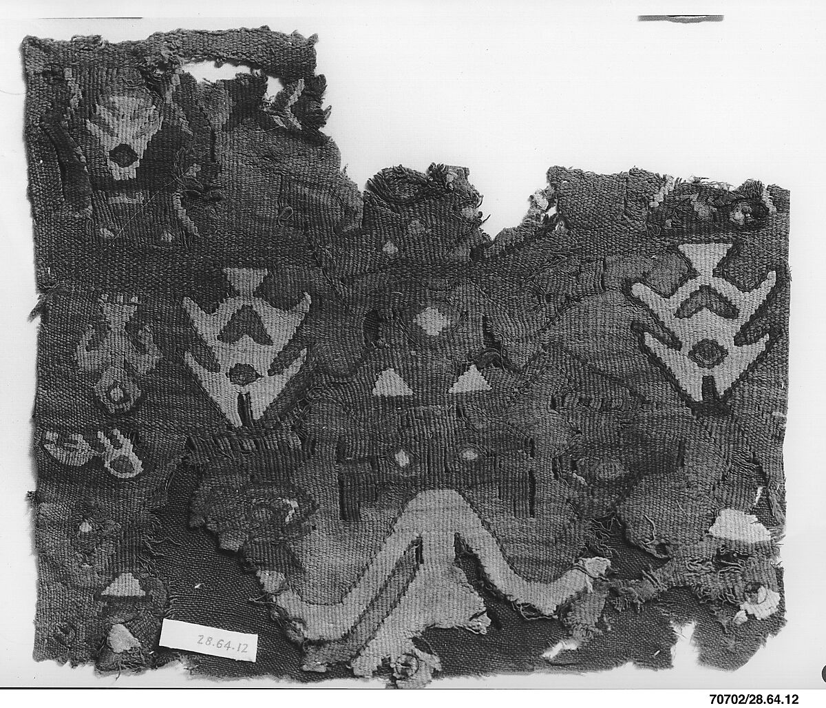 Tapestry Fragment with Plumed Figure, Camelid hair, Peru; central coast (?) 