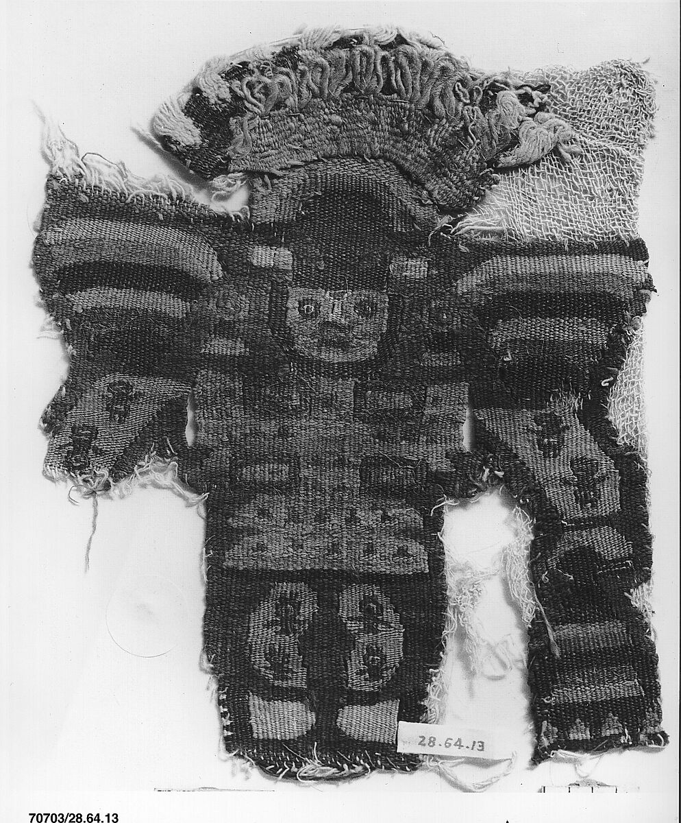 Tapestry Fragment with Plumed Figure, Camelid hair, cotton, Lambayeque (Sicán)