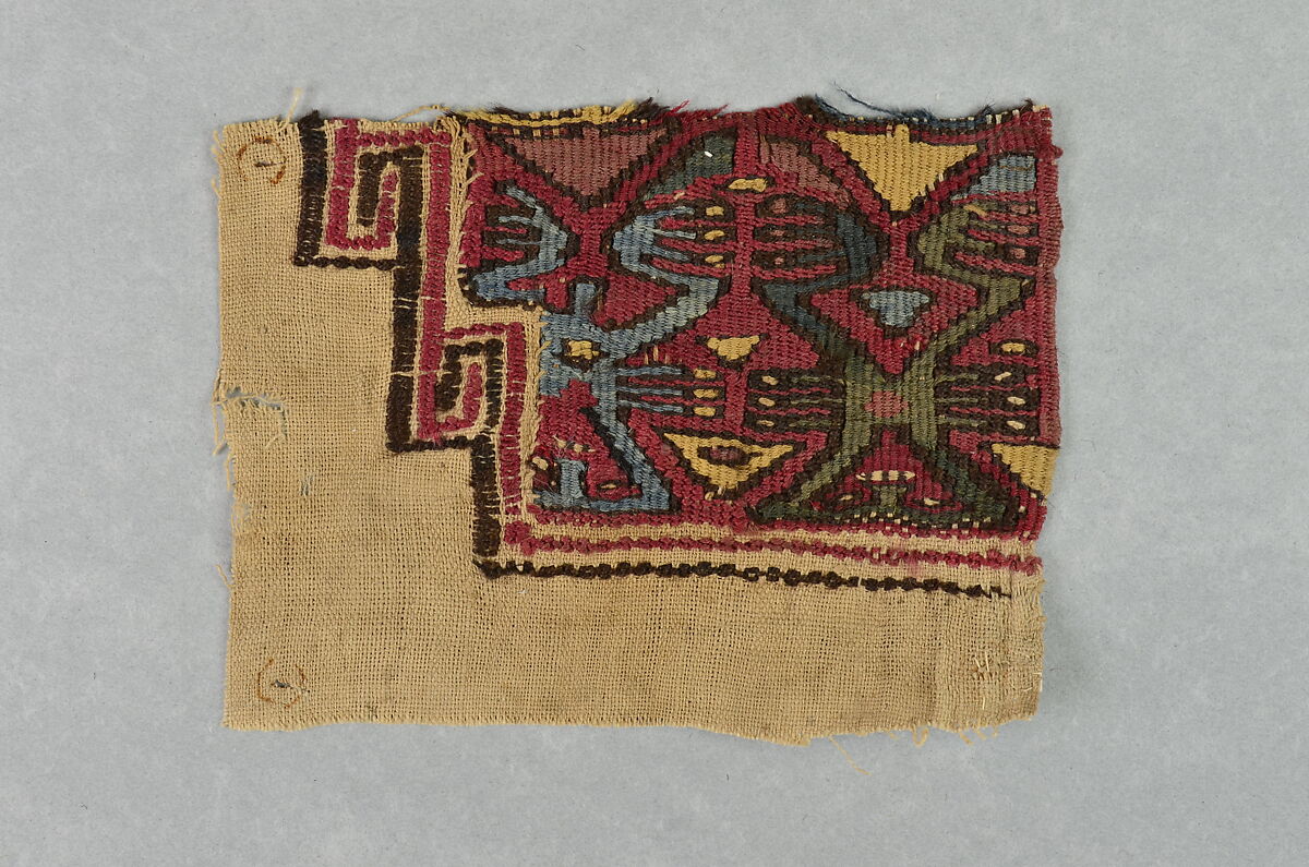 Tapestry Fragment with Figures, Camelid hair, cotton, Nasca (?) 
