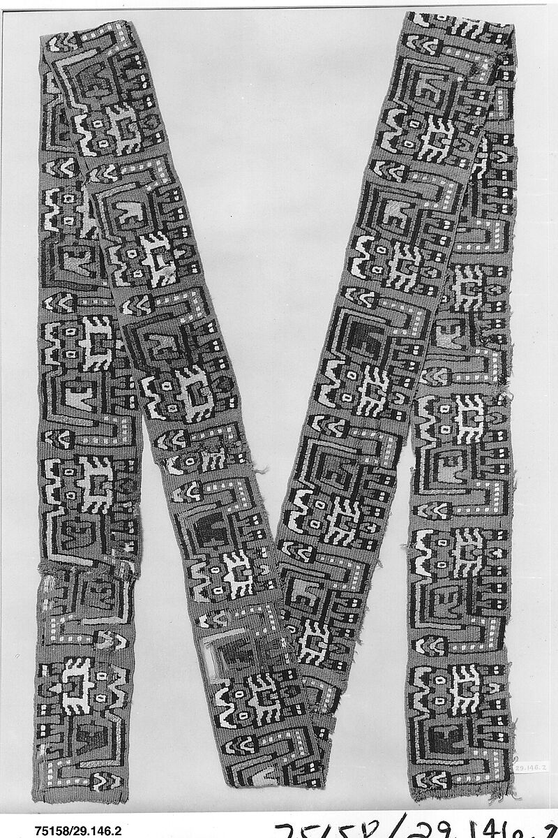 Fragmentary Band, Camelid hair, cotton, Nasca