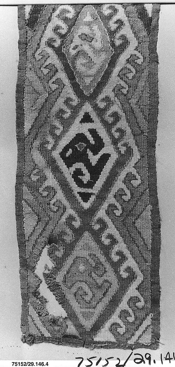 Band Fragment, Camelid hair, cotton, Peru; central coast (?)