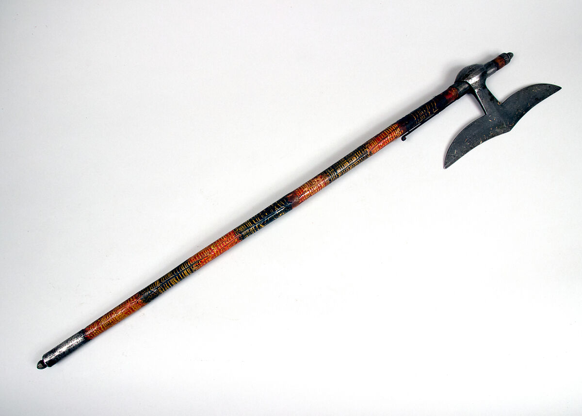 Axe, Steel, wood (bamboo), paint, Indian 
