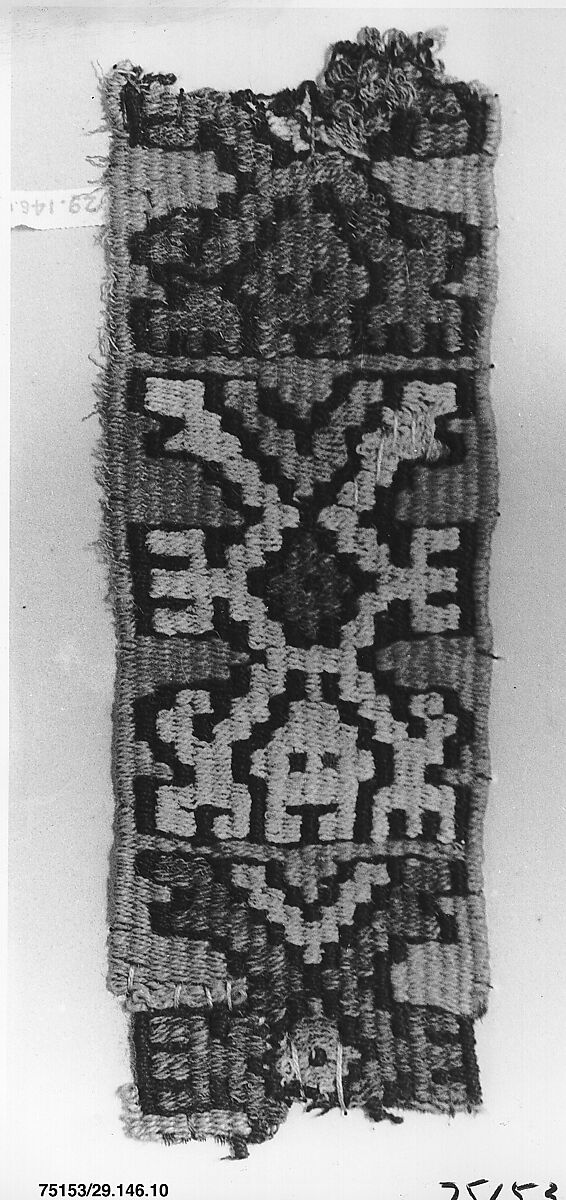 Band Fragment, Camelid hair, cotton, Nasca 