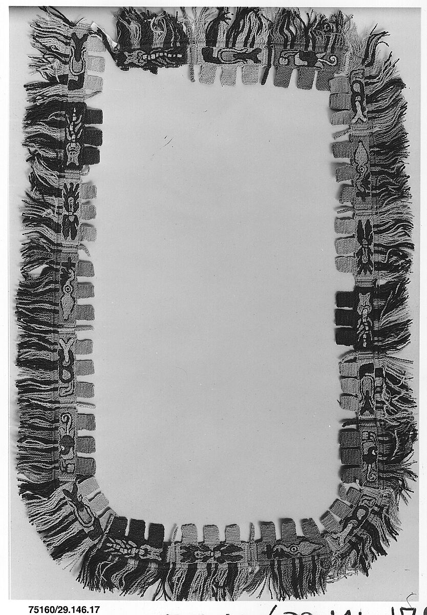 Border Fragment, Camelid hair, cotton, Nasca