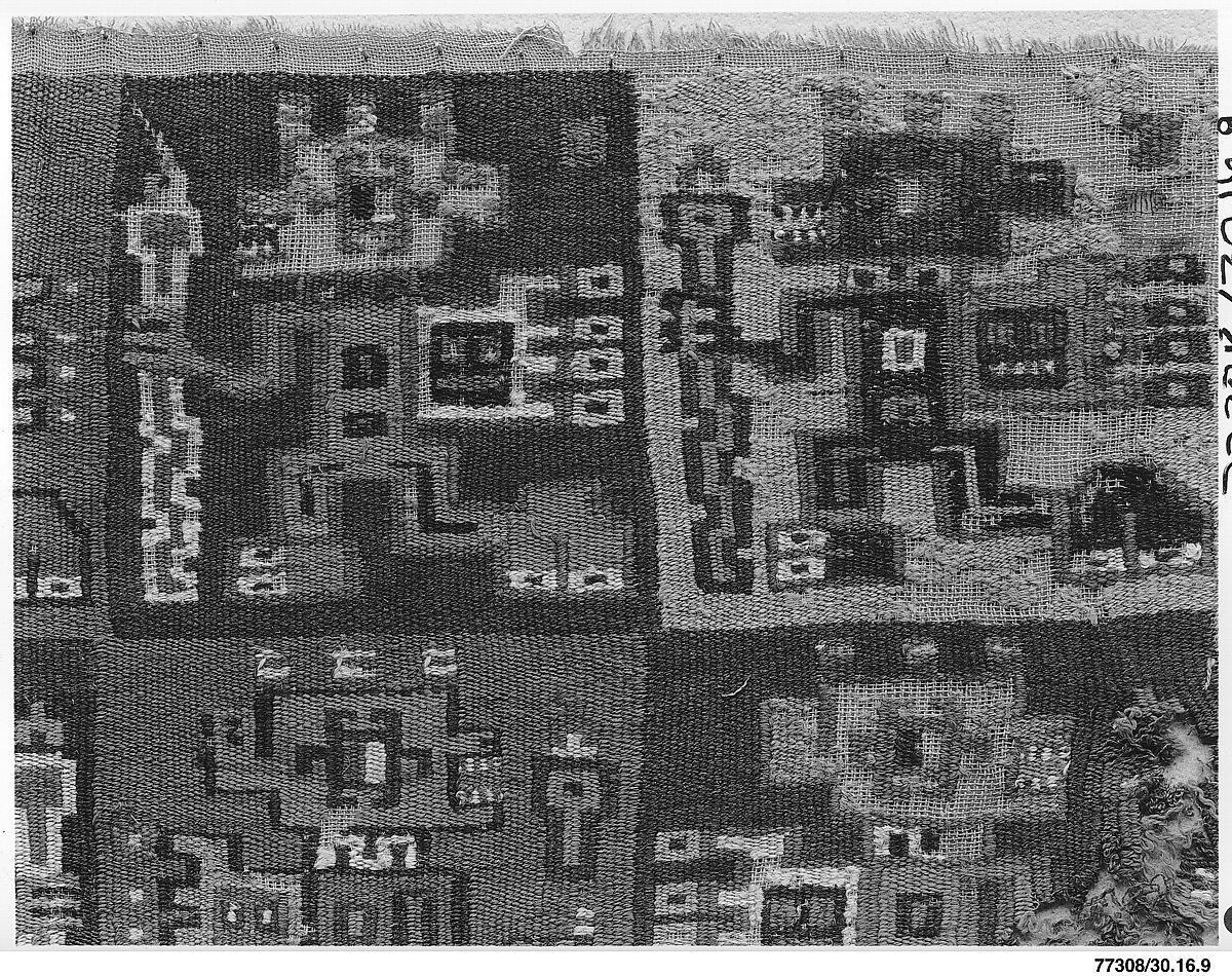 Mantle Fragment, Camelid hair, cotton, Wari