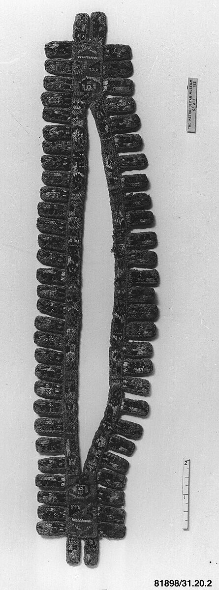 Border Fragment, Camelid hair, cotton, Nasca