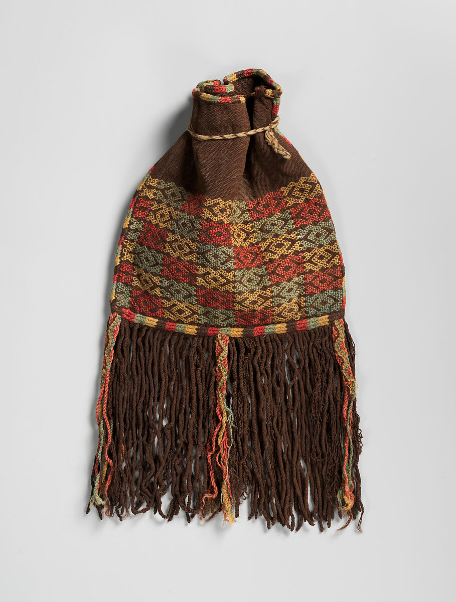 Embroidered bag with fringe, Nasca artist, Camelid hair, Nasca 