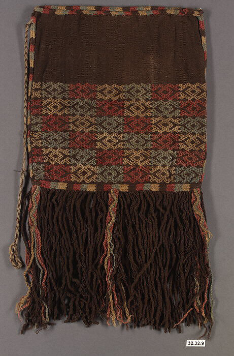 Embroidered bag with fringe, Nasca artist, Camelid hair, Nasca