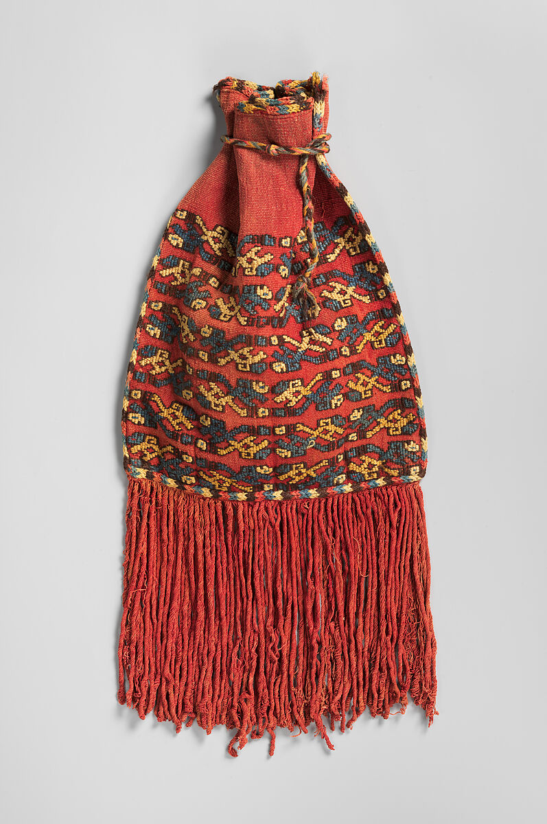 Embroidered bag with fringe, Nasca artist, Camelid hair, Nasca 