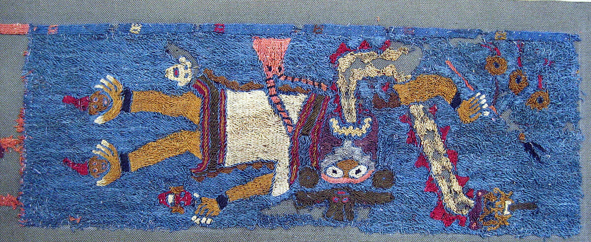 Embroidered Fragment with Figures, Camelid hair, cotton, Paracas