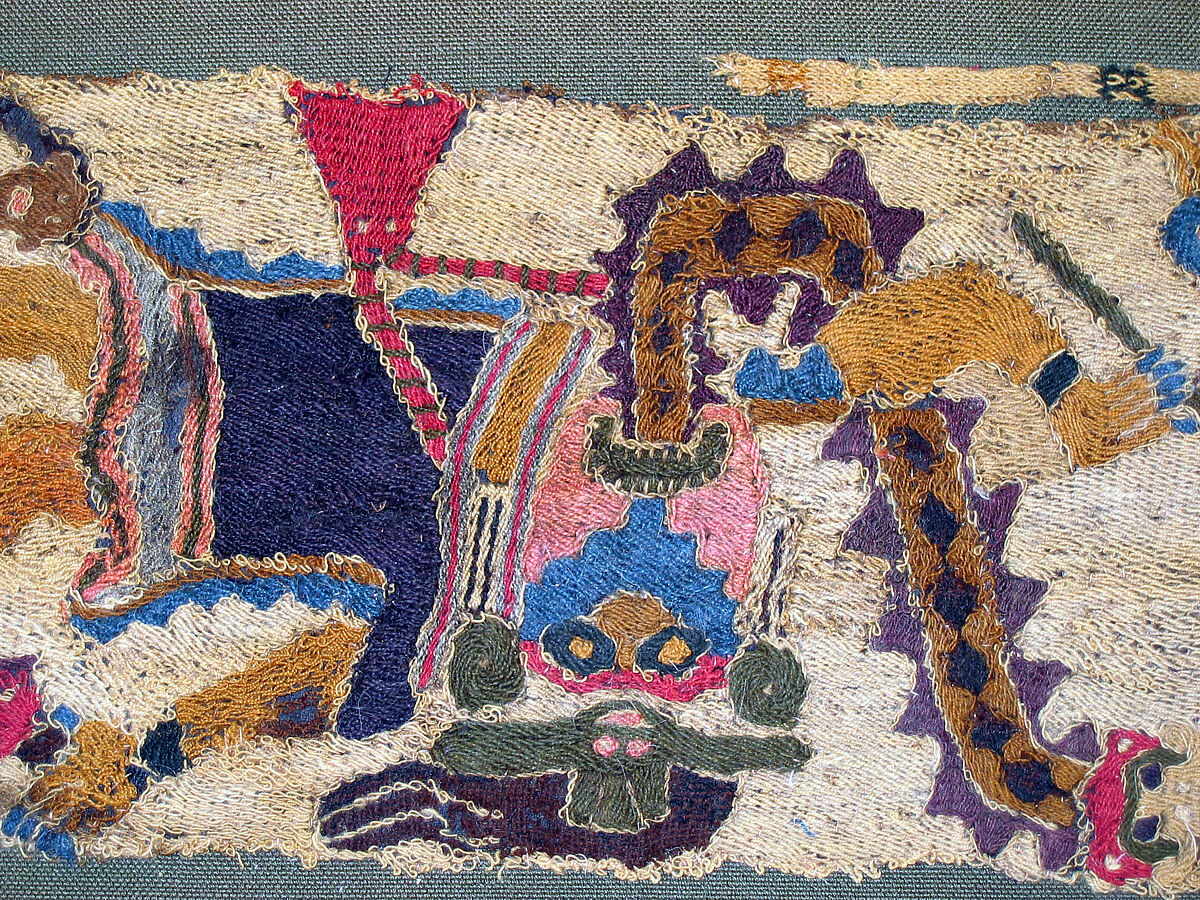Embroidered Fragment with Figures, Camelid hair, cotton, Paracas