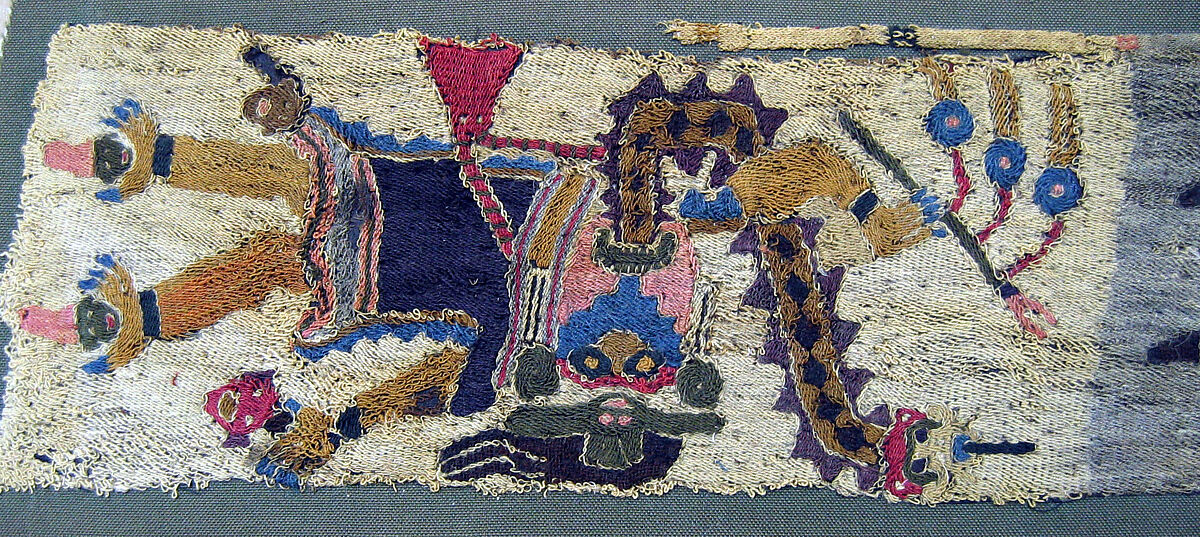 Embroidered Fragment with Figures, Camelid hair, cotton, Paracas