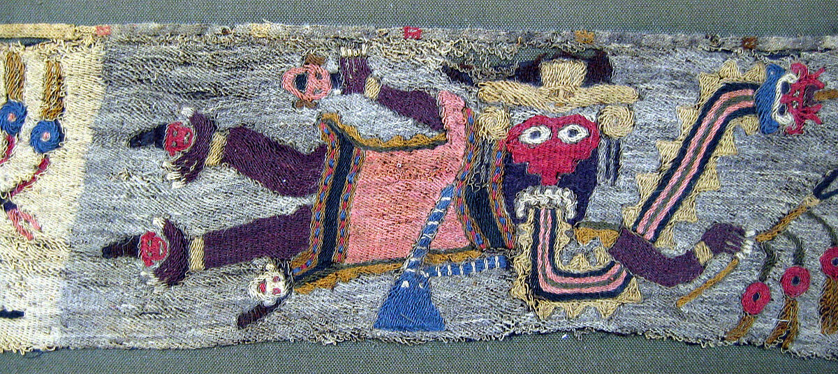 Embroidered Fragment with Figures, Camelid hair, cotton, Paracas