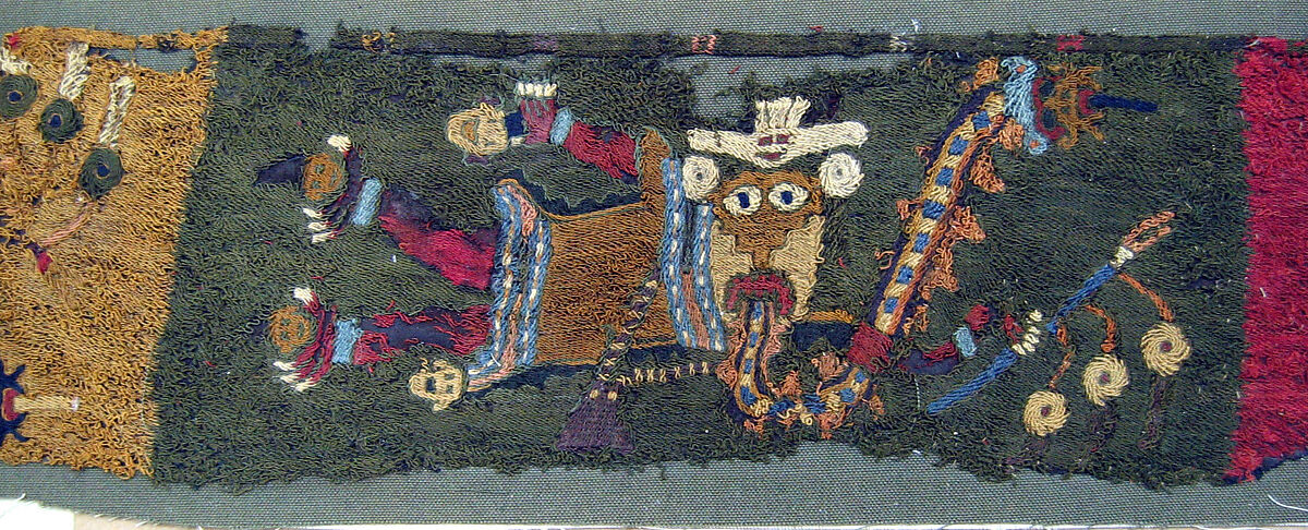 Embroidered Fragment with Figures, Camelid hair, cotton, Paracas