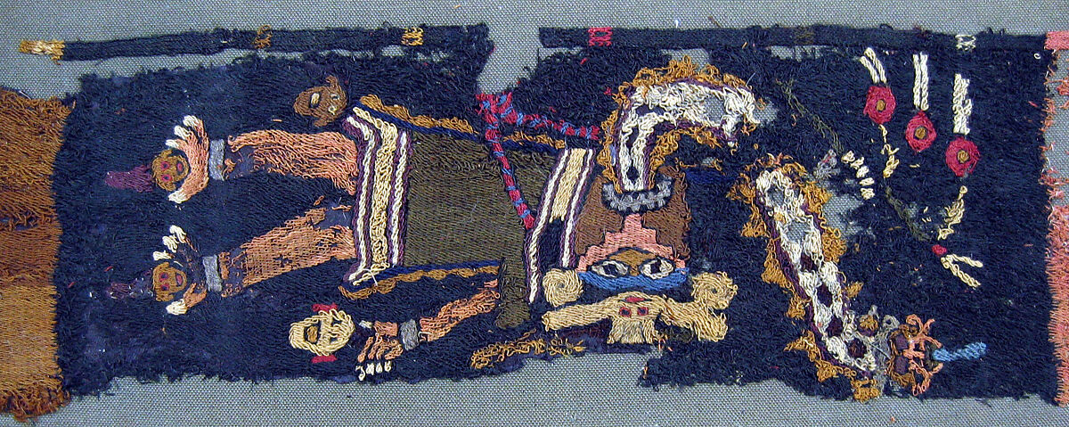 Embroidered Fragment with Figures, Camelid hair, cotton, Paracas