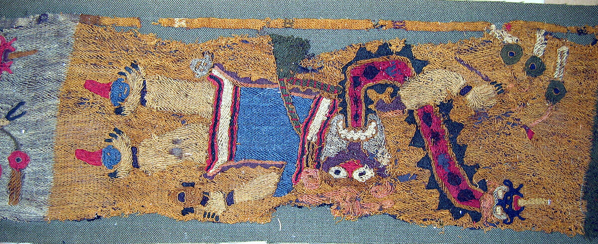 Embroidered Fragment with Figures, Camelid hair, cotton, Paracas