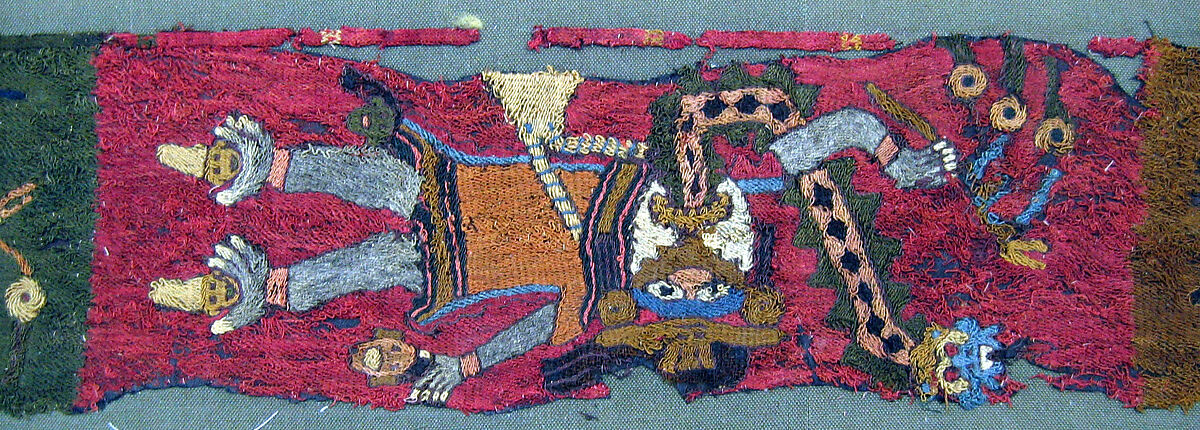 Embroidered Fragment with Figures, Camelid hair, cotton, Paracas