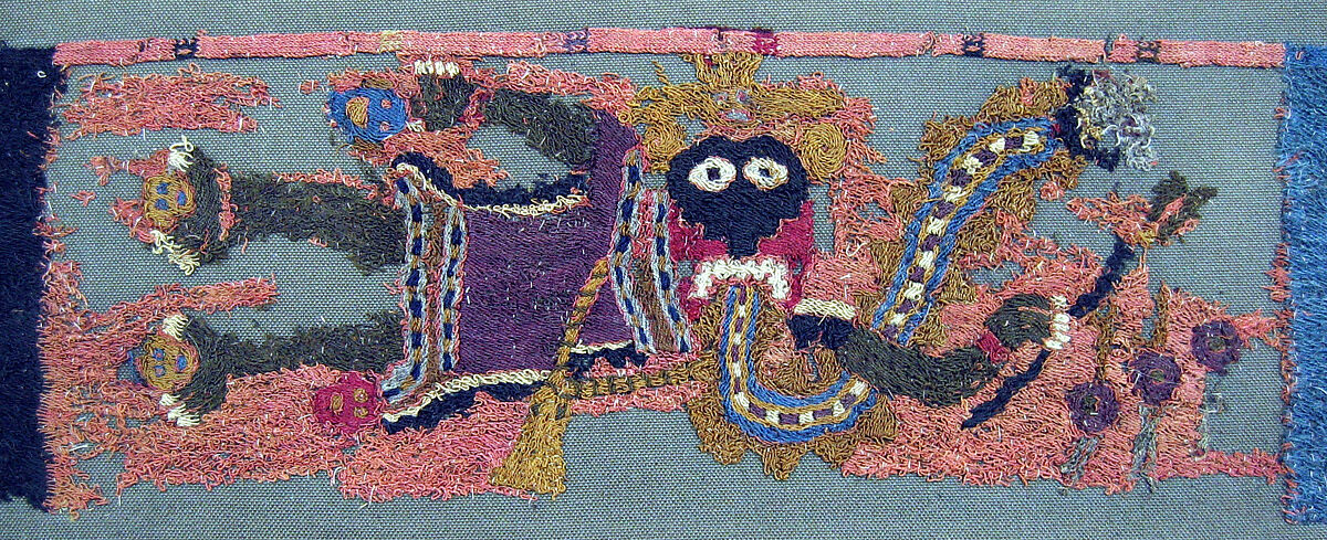 Embroidered Fragment with Figures, Camelid hair, cotton, Paracas