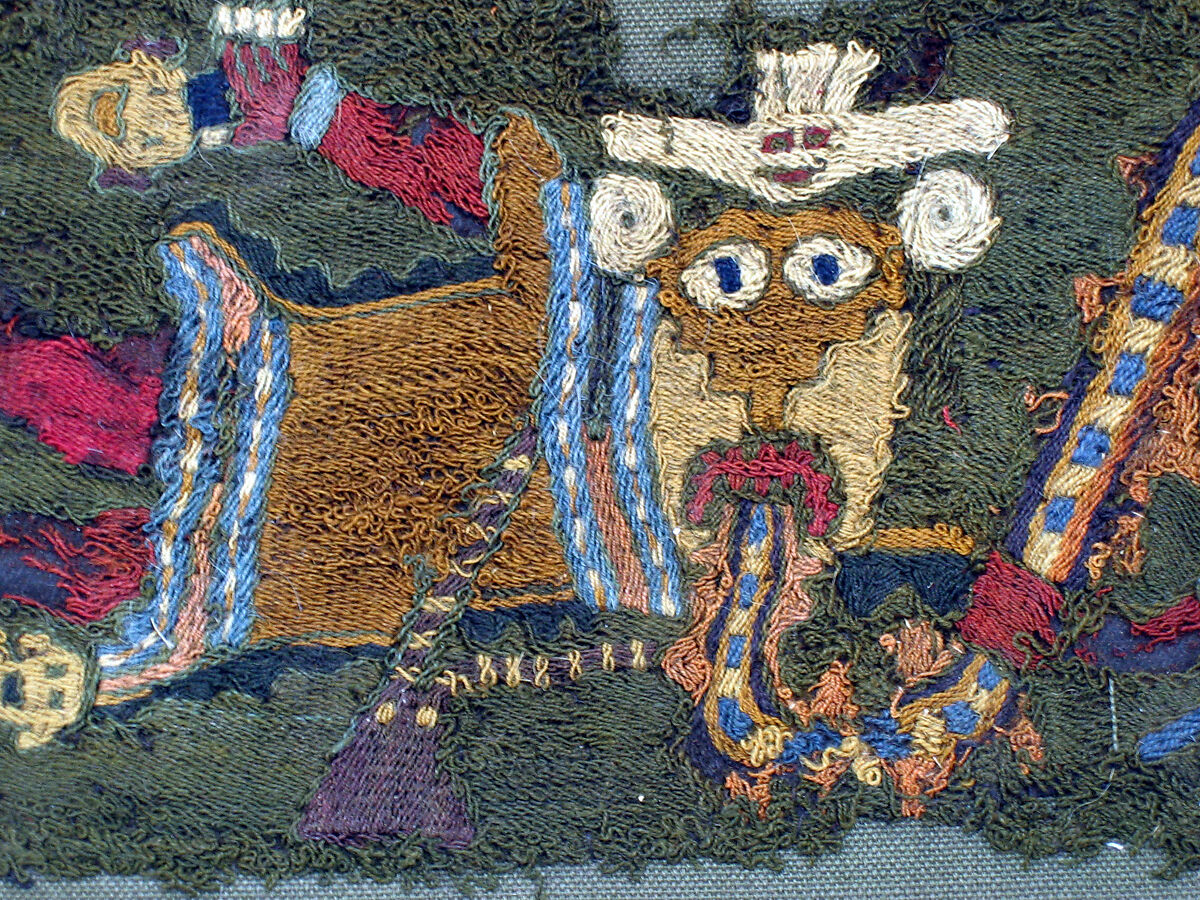 Embroidered Fragment with Figures, Camelid hair, cotton, Paracas