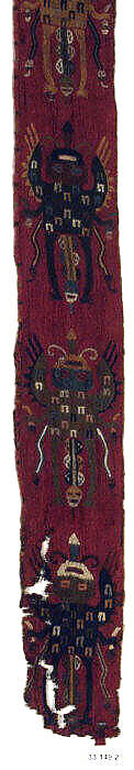 Embroidered Border Fragment, Camelid hair, Paracas 