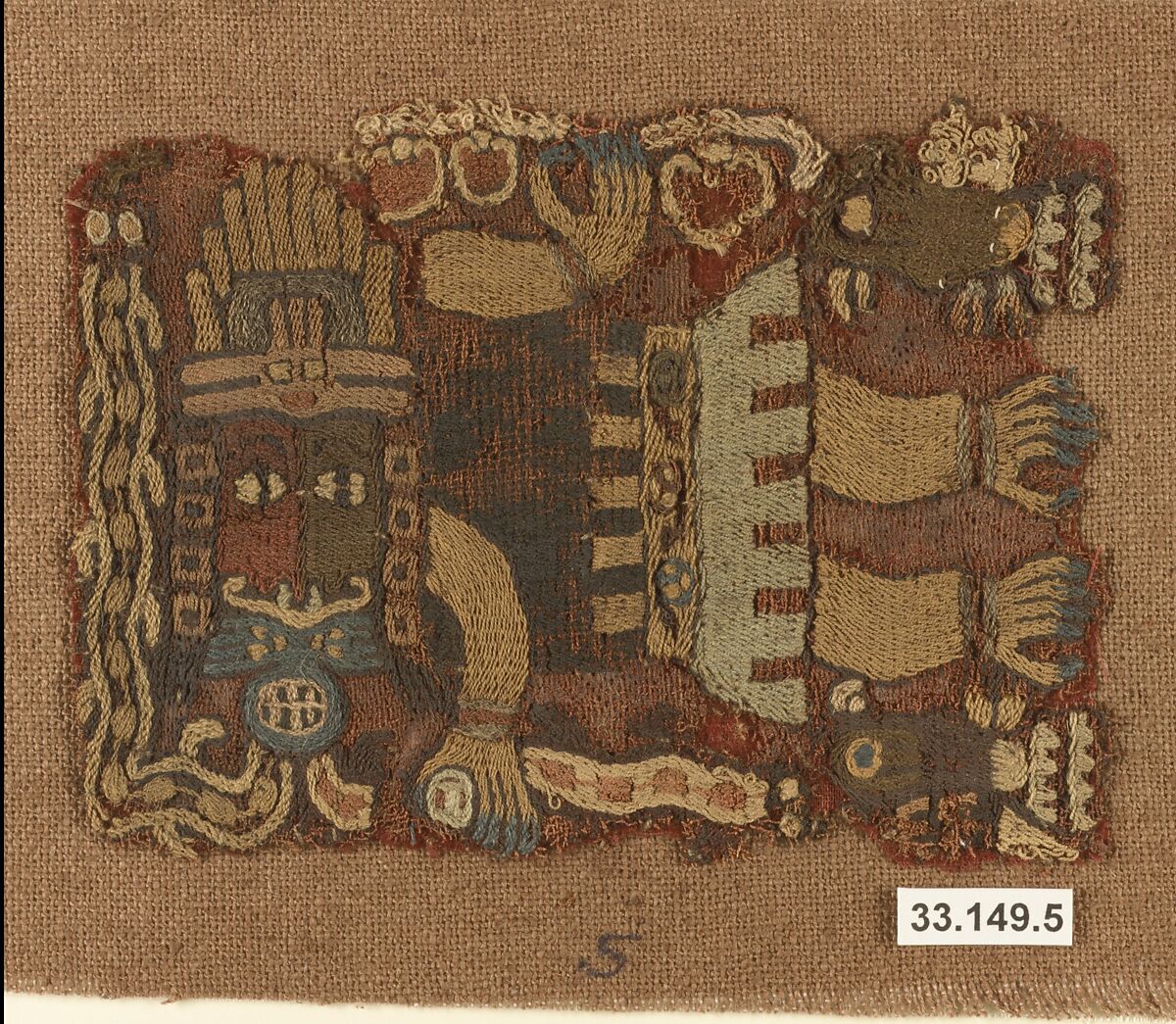 Embroidered Mantle Fragment, Camelid hair, Paracas 