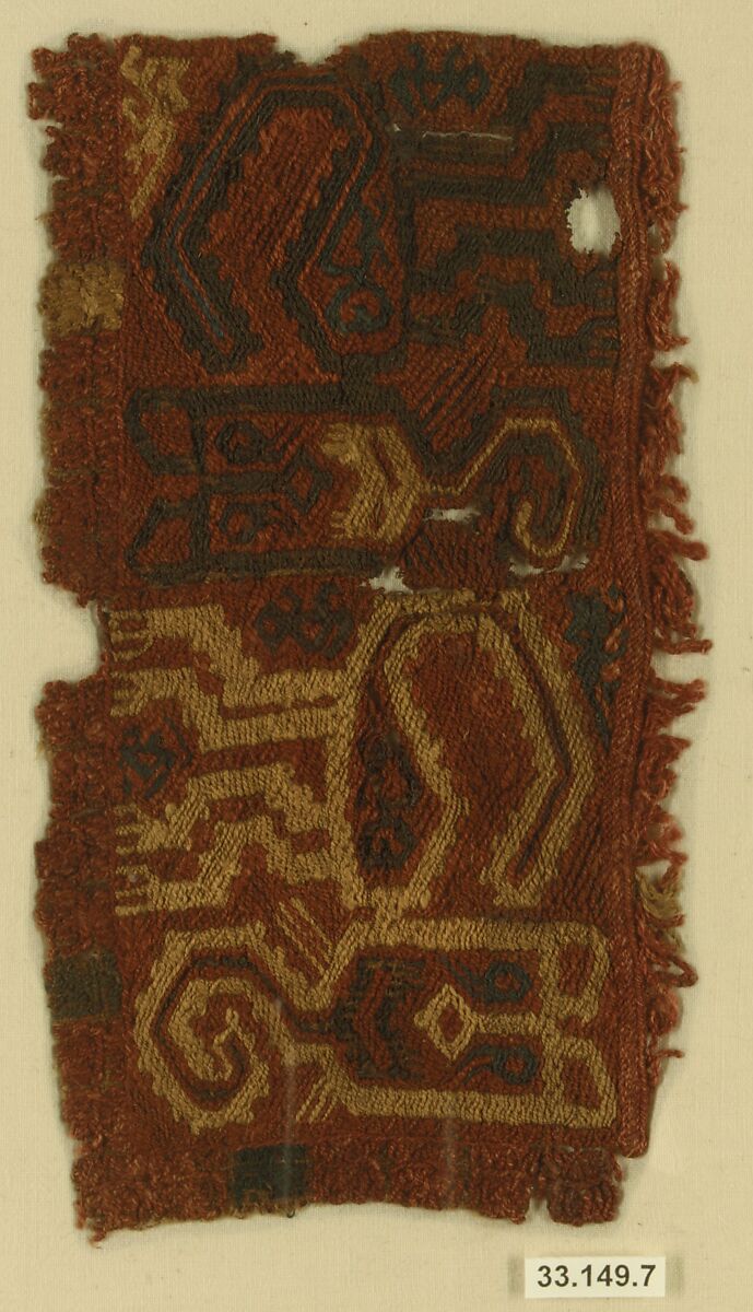 Embroidered Border Fragment, Camelid hair, Paracas