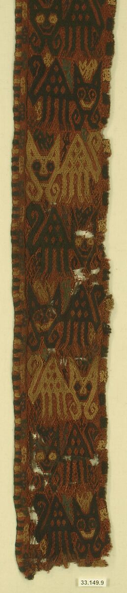 Embroidered Border Fragment, Camelid hair, Paracas