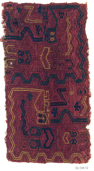 Embroidered Fragment with Figures, Camelid hair, Paracas 