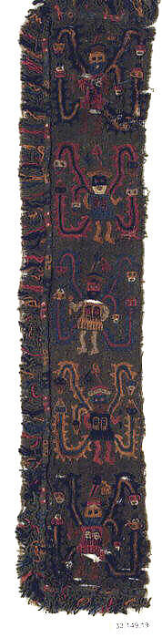 Embroidered Border Fragment, Camelid hair, cotton, Paracas 