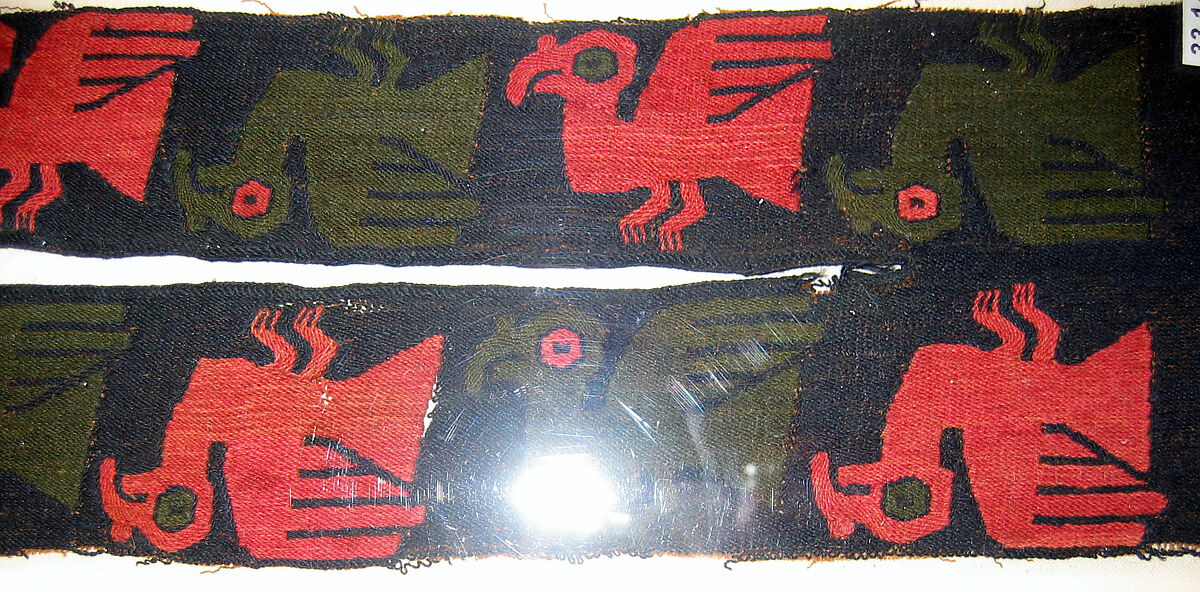 Embroidered Neck Border, Camelid hair, cotton, Paracas