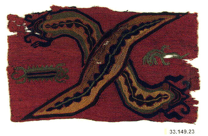 Embroidered Border Fragment, Camelid hair, Paracas 