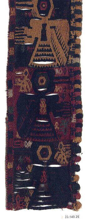 Embroidered Border Fragment, Camelid hair, Paracas 