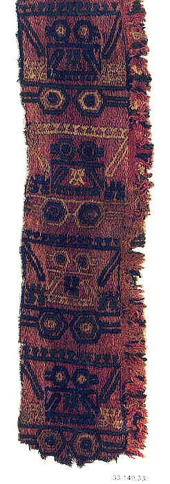 Embroidered Mantle Fragment, Camelid hair, Paracas 
