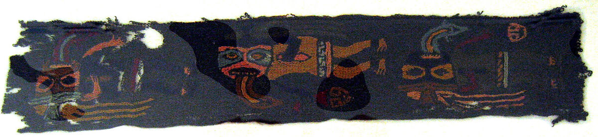 Embroidered Border Fragment, Camelid hair, cotton, Paracas