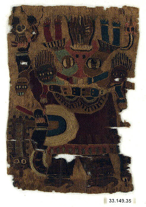 Embroidered Mantle Fragment, Camelid hair, Paracas 