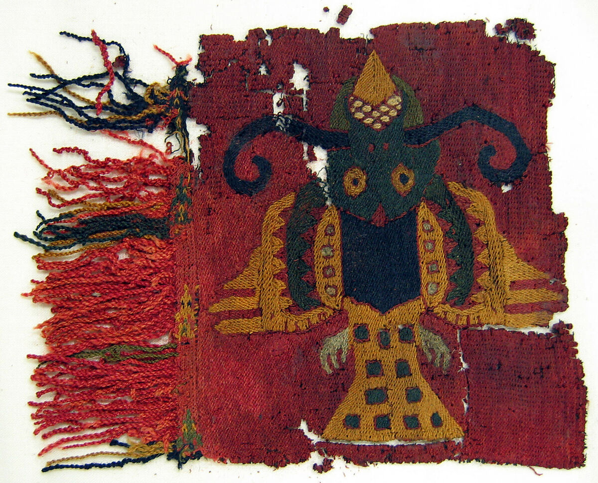 Border Fragment, Camelid hair, cotton, Paracas