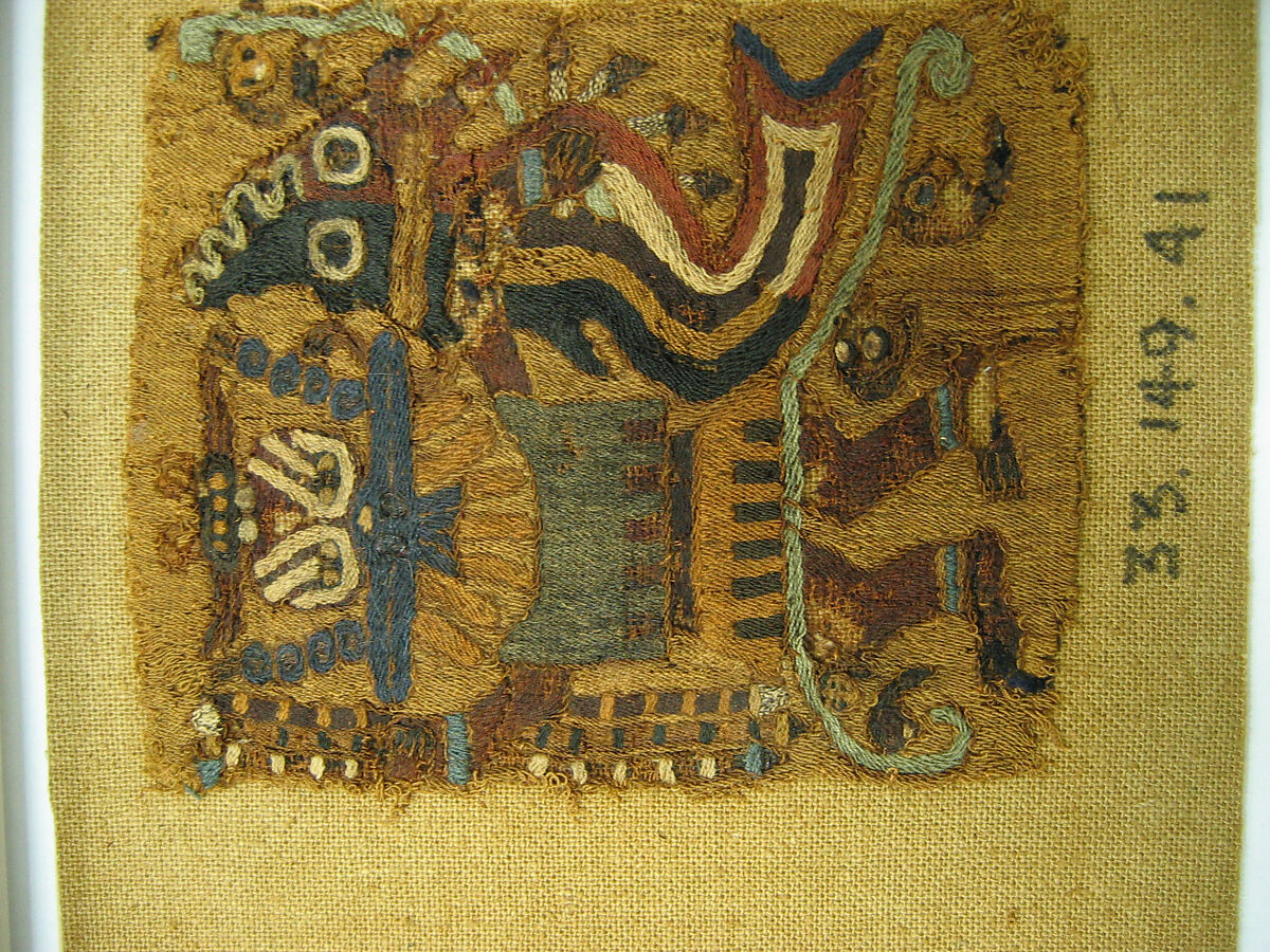 Embroidered Mantle Fragment, Camelid hair, Paracas 