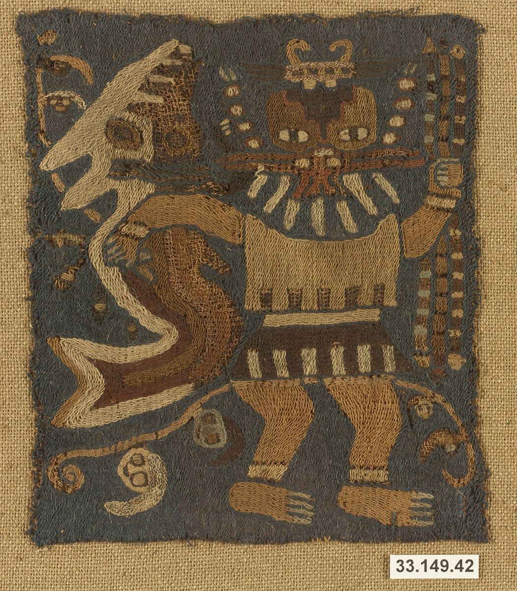 Embroidered Mantle Fragment, Camelid hair, Paracas 