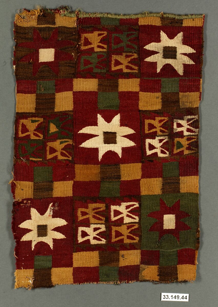Tapestry Panel with Stars, Camelid hair, cotton, Inca 