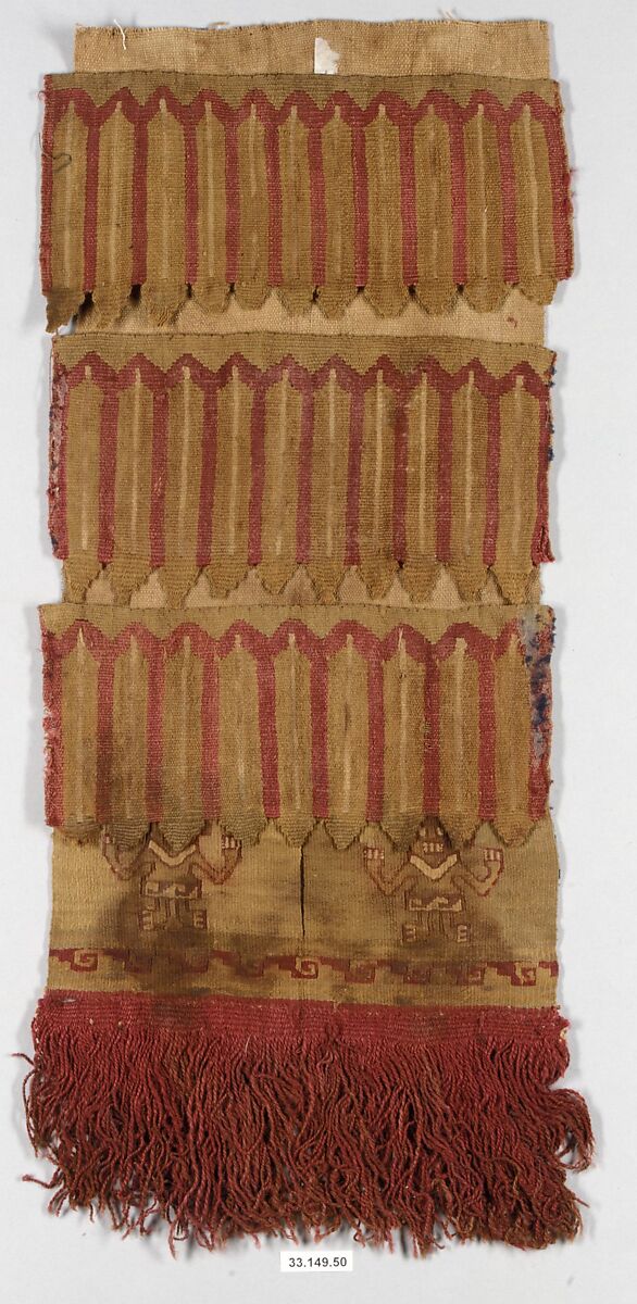 Joined Tapestry Fragments with Fringe, Camelid hair, Peru; central coast (?) 