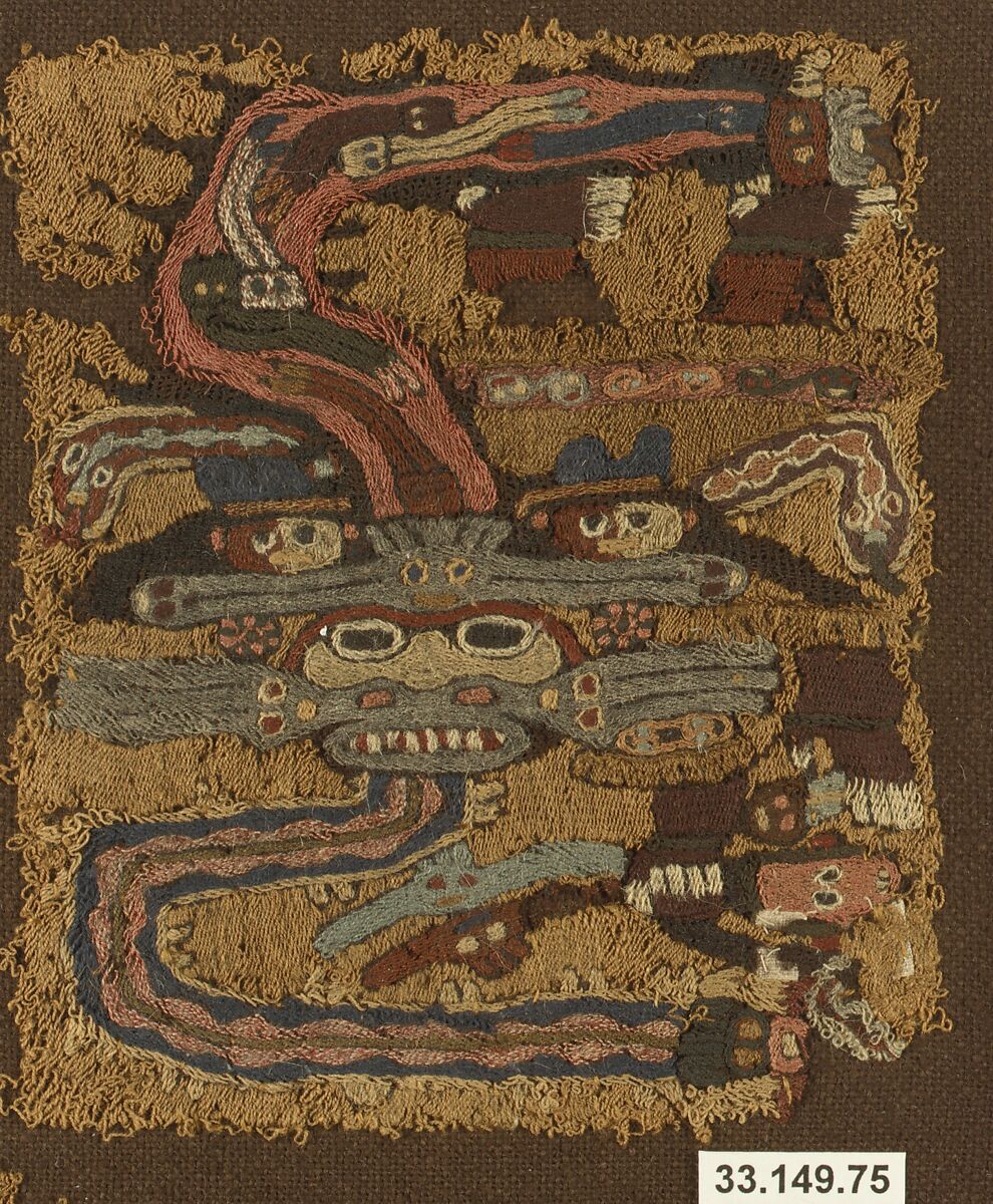 Embroidered Mantle Fragment, Camelid hair, Paracas 