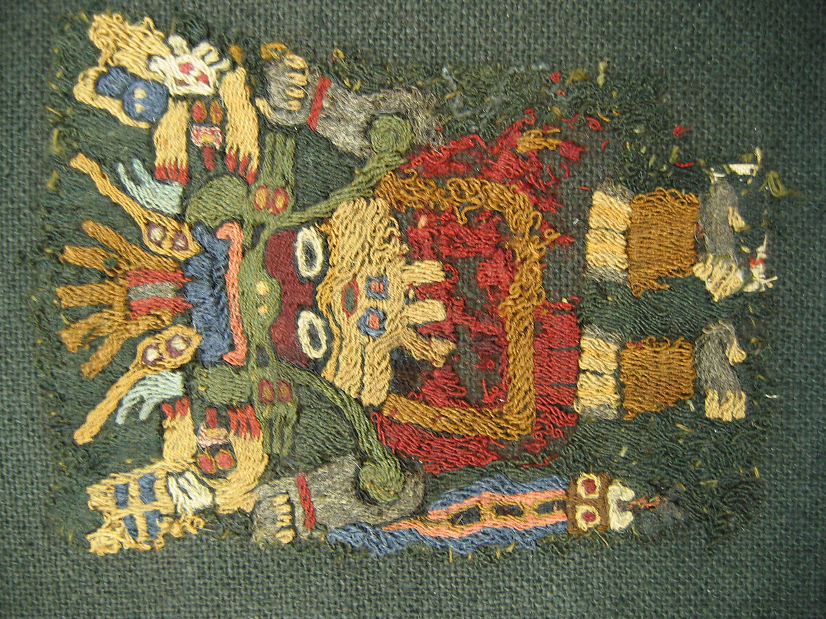 Embroidered Mantle Fragment, Camelid hair, cotton, Paracas