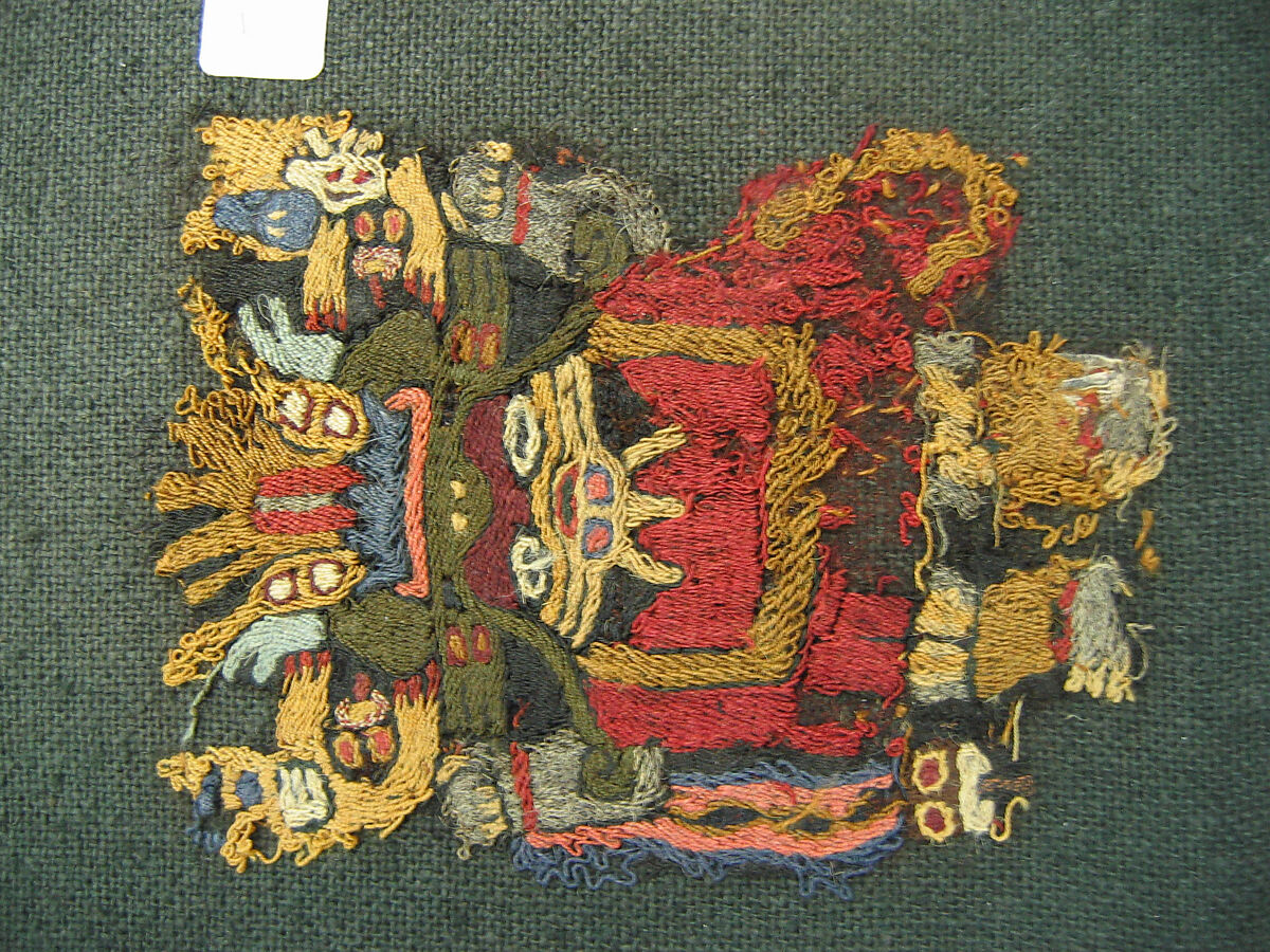 Embroidered Mantle Fragment, Camelid hair, cotton, Paracas